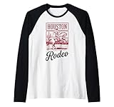 Houston Rodeo, Vintage Bronc Horse Riding Cowboy Raglan Baseball Tee