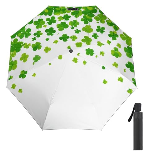 Parapluie trèfles Saint-Patrick pliant 3 volets vert et compact anti-vent