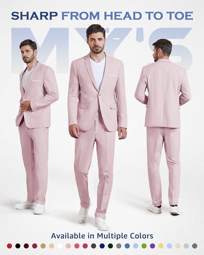 Image of MY'S Men's Slim Fit One Button Linen Suit Blazer, Casual Sports Jacket, Lightweight Business Daily Coat.