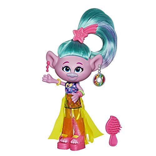 Trolls DreamWorks Glam Satin Fashion Doll with Dress, Shoes, and More, Inspired by The Movie World Tour, Toy for Girl 4 Years and Up