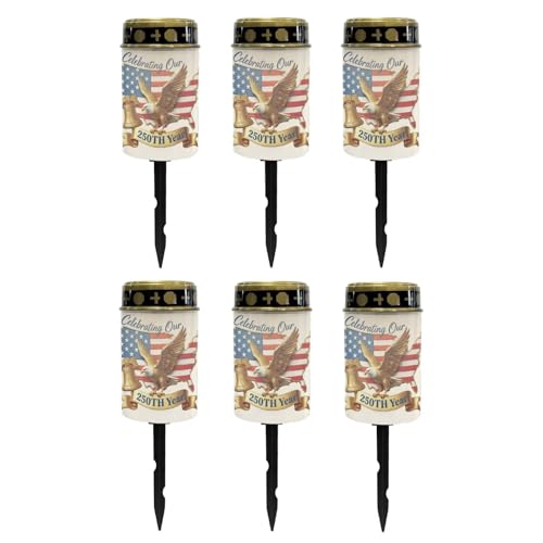 Poceacles Eagle USA Flag 250th Pattern Solar Lights Patriotic Decor