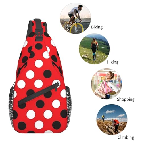 Bolso Bandolera Red White Polka Dot para Viaje y Senderismo miniatura 6