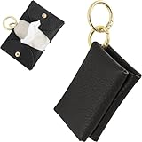 [RafiCaro] ポケットティッシュケース 二つ折り 本革 ティッシュカバー カラビナリング付き 携帯 吊り下げ コンパクト 軽量 ブラック