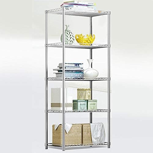 5 Tier Metal Storage Shelving Unit Heavy Duty Storage Rack Shelving Wire Shelf for Kitchen Office 160cm Silver