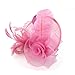 Produktbild Damen Royal Fascinator Blumen Netz Kopfschmuck Feder Haarschmuck Hochzeit Derby Cocktail Hut (Rosa)