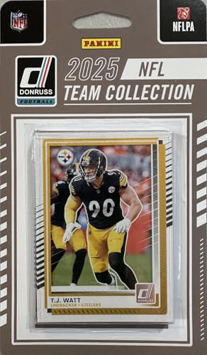Pittsburgh Steelers 2025 Donruss Factory Sealed 12 Card Team Set Featuring Freiermuth, Watt and Bradshaw with Will Howard, Kaleb Johnson, Jack Sawyer and Derrick Harmon Rated Rated Rookie Cards Plus