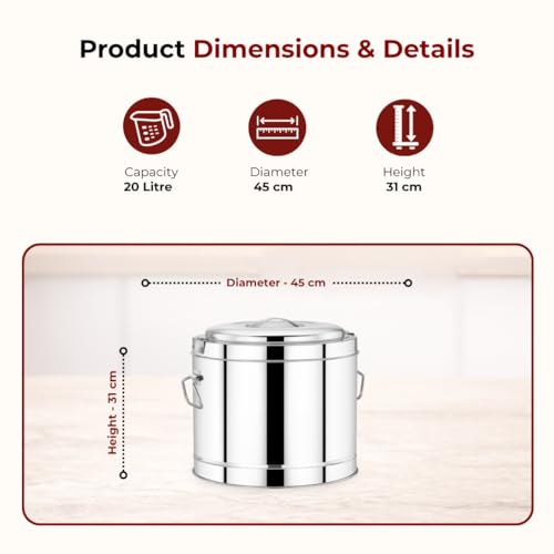 Image of Maaha Stainless Steel Picnic Pot 20 Litre | Double Walled PU Insulated | Heavy Duty Locking Lid & Handles | Rust-Free, Durable Design | Ideal for Catering, Keeps Food Hot /Cold