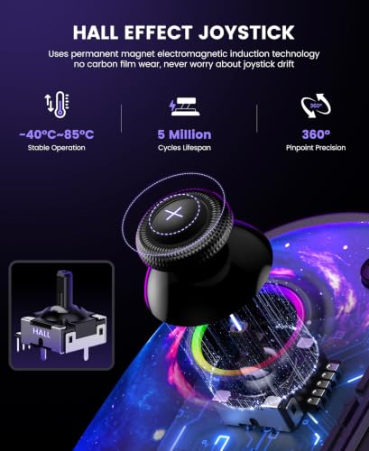Image of Gammeefy JC400 Gen 2 Switch 2 Controller - Hall Effect Joysticks & Enhanced Grip - One Piece Switch Joypad Replacement Switch 2 Pro Controller with RGB Lighting, Turbo, Macros - Starry Sky, 7.9 inch