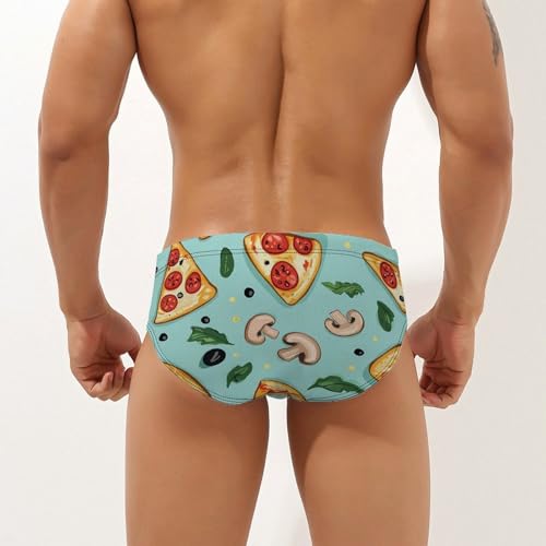 Pizza Slices Mushrooms Men's Swimsuit Bikini Briefs Swim Underwear Stretchy Swimwear3