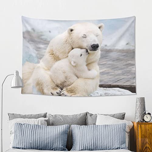 Polar Bear Love Printed Tapestry Stylish Durable Wall Hanging Large Aesthetic Tapestries For Bedroom Living Room Dorm Decor 60X40 Inches #TOP4