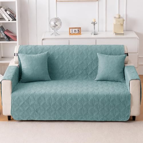 Image of HOKIPO 100% Leakproof Quilted Cushion Cover for Sofa 16x16 Inches, Set of 2, Cool Blue (AR-6280-SBL*2)