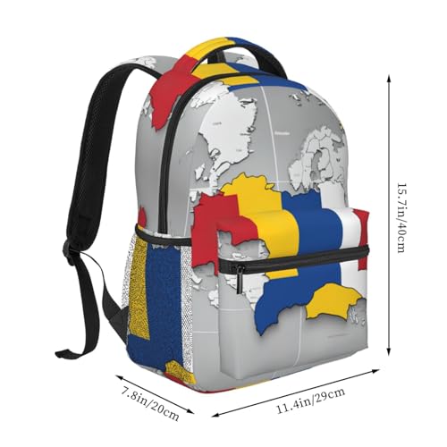 Mochila de Rumanía clásica y resistente con mapa para viaje y equipaje 2