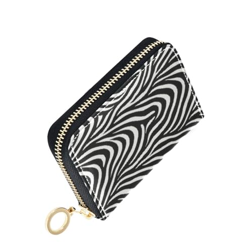 Women's Zebra Black and White Credit Card Holder Wallet Leather Zipper Card Case for Ladies Girls 20301181