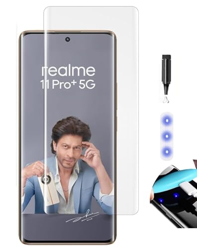 NISHTECH Advanced HD+ Curved UV Tempered Glass Screen Protector Designed for Realme 11 Pro, Realme 11 Pro plus || Full Screen Coverage with Easy Installation Kit (Anti-Scratch)