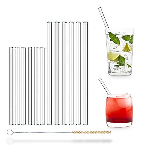 HALM Glasstrohhalme 6x 20 cm & 6x 15 cm Strohhalm aus Glas - Budget Line - Trinkhalme Wiederverwendbar - Geschirrspülfest - Glastrinkhalme aus Deutschland