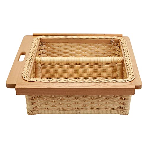 Image of Wicker Basket for Modular Kitchen For Vegetables and Fruits Storage (Size: 22 W Inches Including Channel) (22 inch W X 20 inch L X 8 inch H(single partition)))