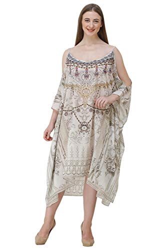 Image of RAVI RAJORIA Georgette Digital Printed Beach Wear Kaftan Blue Free Size R800 | Multi Color 2