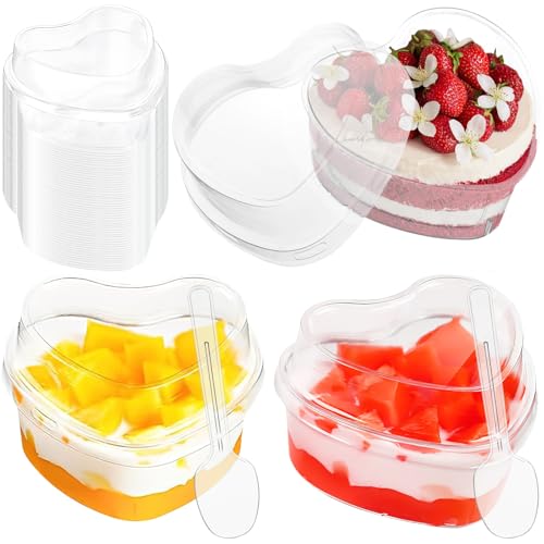50 Pack Heart Shaped Dessert Cups with Lids & Spoons - 23% Off