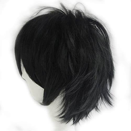 Benehair Short Cosplay Wigs Unisex Short Spiky Layered Anime Cosplay Wigs Fluffy Fashion Black Wiglets for Men Women Cosplayer Synthetic Straight for Halloween Party - Image 3