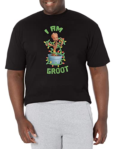 Marvel Holiday Groot T-Shirt Homme en coton noir haut de gamme