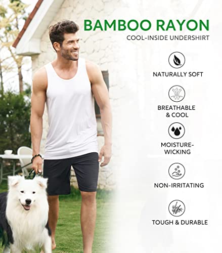 David Archy Men's Undershirt Bamboo Rayon Tank Tops Moisture-Wicking Stretch A-Shirt For Men, 3-Pack (M, White) #TOP1