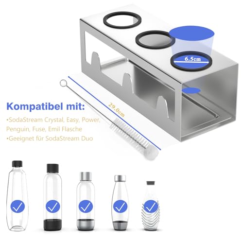 HOMMAND Flaschenhalter für SodaStream Crystal und Emil Flaschen, Edelstahl Flaschenhalter Abtropfgestell Abtropfständer für 3 Flaschen… – Ansicht 4
