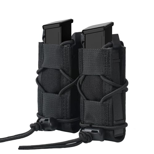 Pistol Double Magazine Holster, Double 9mm Mag Pouch,Wrap Belt Holder for 9MM/Glock/Single/Dual Stack Gun Magazines Pouches