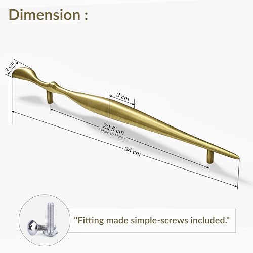 Image of Plantex Cabinet Handle /224mm Handle for Cabinet /Furniture /Door Pull-Push Handle for Home /Office - Pack of 1 (Brass Antique)