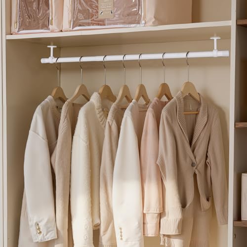 SUTINE Closet Rod, Closet Rods for Hanging Clothes, 17 to 67 inch Adjustable Ceiling/Wall mounted Closet Hanging Rod, Heavy Duty Clothes Rod Clothing Bar, Closet Poles for Hanging Clothes for Wardrobe