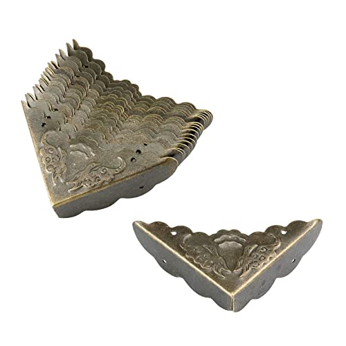 Image of Antrader Antique Decorative Box Corner Protector Edge Safety Furniture Corner Guard,1.6 inch x 1.6 inch Bronze Tone, Pack of 24