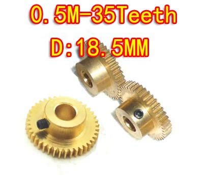 MKSIWSA Industry 3PCS 0.5M-35Teeth Convex Brass Copper Precision Motor Pinions Hole D 5mm