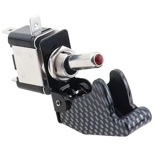Interruptor de palanca LED 12V 20A estilo misil con cubierta abatible XW azul On Off 6