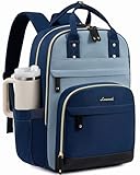 LOVEVOOK Laptop Backpack for Women with Giant Tumbler Holder Pocket,15.6 inch School College Bookbag Nurse Teacher Backpack,Work Travel Backpack Purse Laptop Computer Bag,Indigo blue-Mint green-Indigo