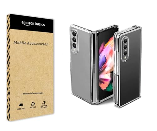 Image of amazon basics Compatible with Samsung Galaxy Z Fold 3 Case Cover Transparent Non-Slip Hard PC Shockproof Bumper Protective Back Cover - Clear