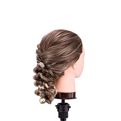 Trainingsköpfe 100% von dem Hochtemperaturfaser Haar Hairdressing Cosmetology Mannequin Frisierkopf Übungskopf mit Halterung+ DIY Haare Frisuren Set