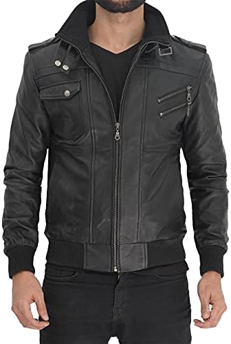 Amazon.com: Blingsoul Chaqueta de cuero para hombre con capucha – Chaquetas  de piel auténtica para motocicleta : Ropa, Zapatos y Joyería