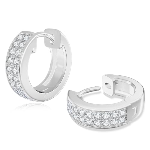KRKC&CO フープピアス メンズ ジルコニア リングピアス 金属アレルギー対応 15mm シルバー925 キャッチレス ワンタッチ ぴあす 18G 両耳 ゴールド/シルバー キラキラ 誕生日 プレゼント (スターライト-シルバー)の商品画像（Amazon）