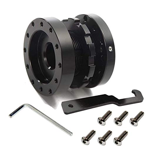 SC RACING ステアリングボス スペーサー 調整式 40mm~70mm ブラック アルミ 軽量 ダブルナット方式