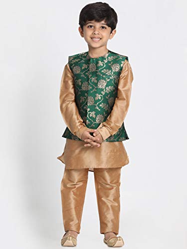 Image of JBN Creation Black Cotton Silk Blend Boys Nehru Modi Jacket