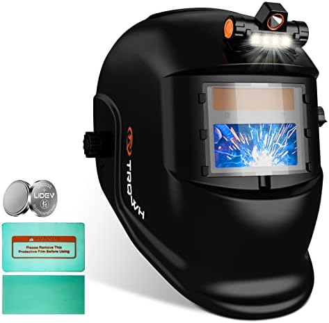 TRQWH Welding Helmet with Light - True Color Auto Darkening Welding Helmets for Men Wide Shade Range 4/9-13 Welder Mask Solar Powered Welding Hood for TIG MIG ARC Weld Plasma Cut Grinding