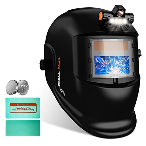 Trqwh Welding Helmet With Light - True Color Auto Darkening Welding Helmets For Men Wide Shade Range 4/9-13 Welder Mask Solar Powered Welding Hood For Tig Mig Arc Weld Plasma Cut Grinding #TOP27