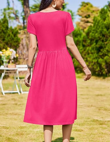 Image of Zeagoo Womens Summer Dresses Casual Aline Midi Dress Short Sleeve Floral Tshirt Dress Flowy Beach Sundresses with Pockets