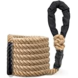 Climbing Rope Gym Workout - 10FT Heavy Duty Jute Thick Ropes for Adults Strength Training Outdoor Tree Swing Indoor Home Fitness Exercise - 1.5 Inch