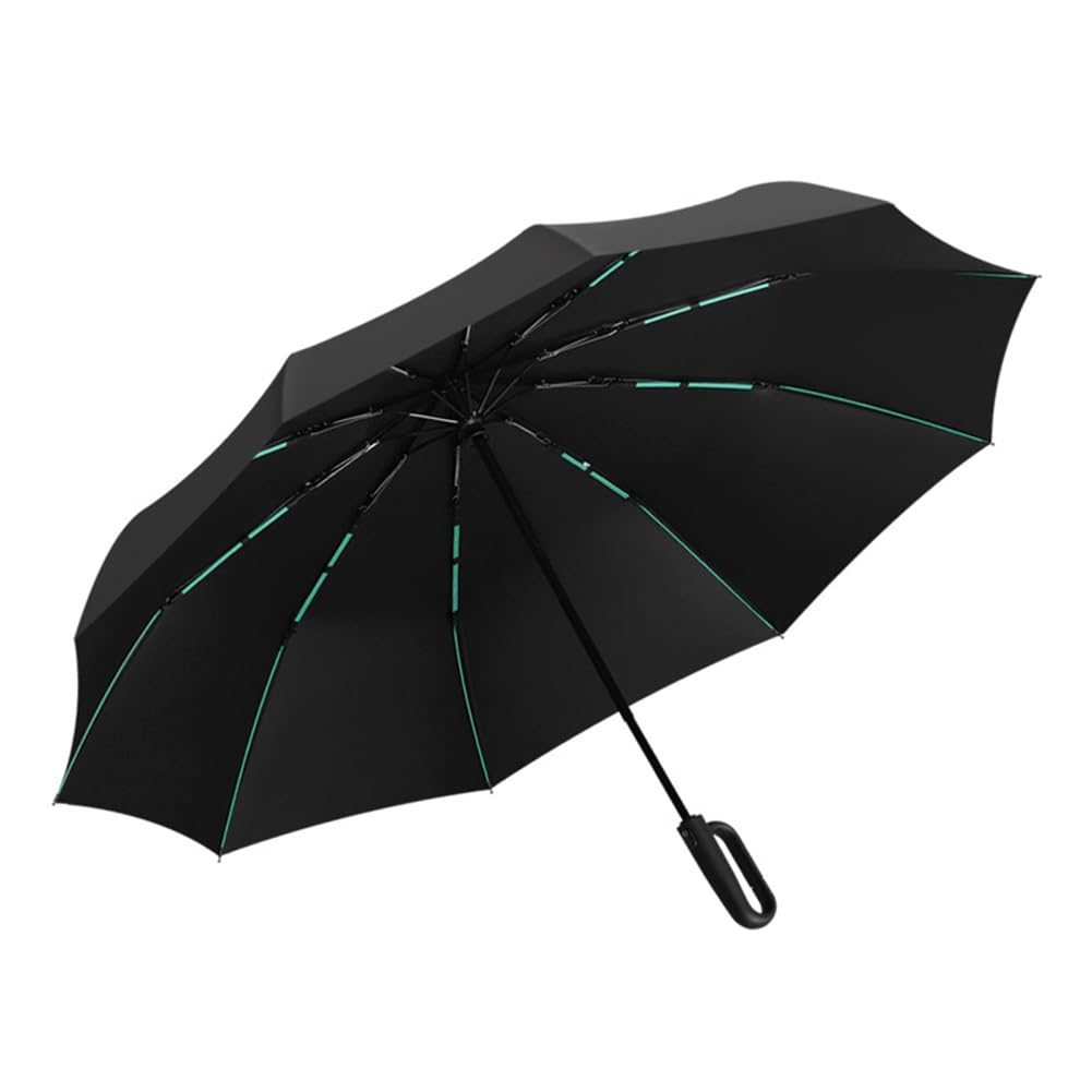 CTRLZS Automatic Folding Umbrella with Hook Handle Rainproof, Portable Sunshade for Travel Black