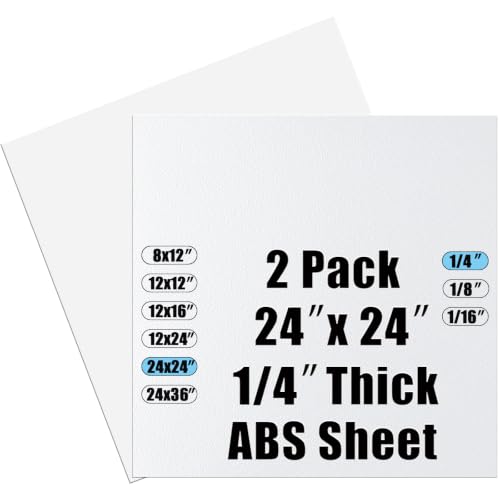 Image of ABS Plastic Sheet 1 /4 Inch Thick 24 inch x 24 inch (2-Pack),Two-Sided Heat Moldable Panel (Thermoplastic Textured Front & Smooth Back), White Thermoform Board Great for DIY Projects, Decor, Handcrafts