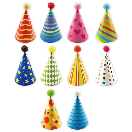 Lyosehy10 Pcs Mini Birthday Party Hats for Adults Animal. The Hat Decorations With Pom-Poms Colorful Cone party Hats for Adults Animal Pet Birthday Parties For Decoration.