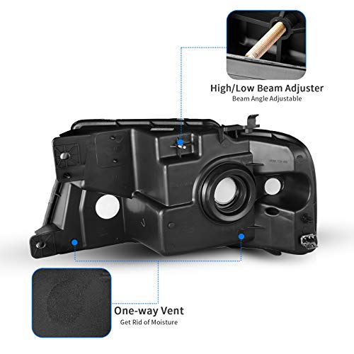 Dwvo Headlight Assembly Compatible With 2004 2005 2006 2007 2008 Ford F150 Pickup Passenger And Driver Side Chrome Housing Amber Reflector #TOP2