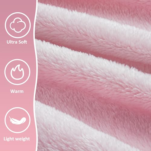 ENZOLVE Travel Blanket, Airplane Blanket, Ultra-Soft, Warm & Lightweight, 65x40 in, Outdoor Blanket Essentials for Women, Men & Kids, Included Eye Mask, Luggage Sleeve & Backpack Clip Pink