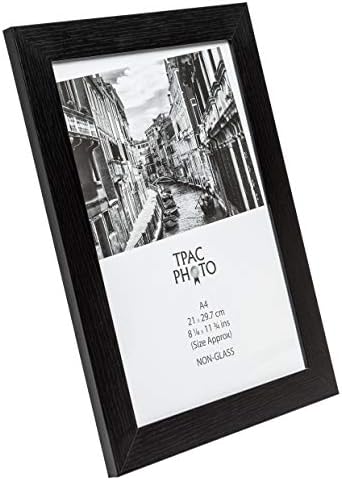 Hampton Frames KENA4BLK-FBA Kent Quality Paperwrapped Wood A4 (21x30cm) Certificate Photo Frame in Black with Acrylic (Non Glass) Glass. Table Top or Wall Hang