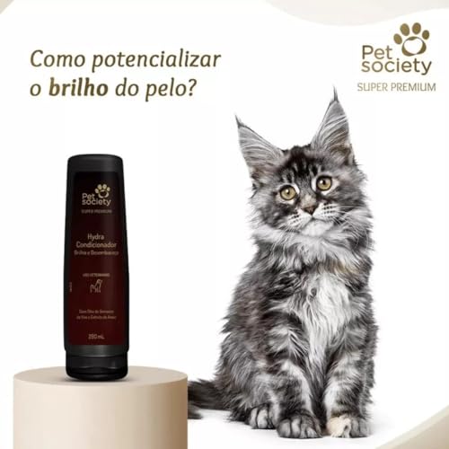 Kit Shampoo Neutro 300ml E Condicionador Brilho Desembaraço 290ml Super premium Pet Society